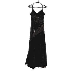 Spaghetti strap maxi dress, adjustable straps, women’s 12R velvet, embellished